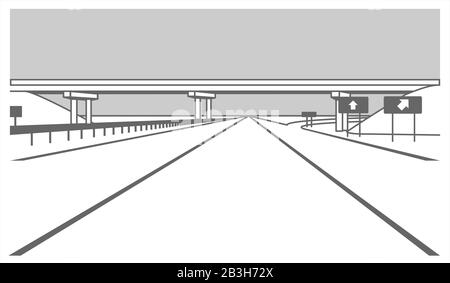 Dépassement. Jonction De Route. La Route Passe Sous Le Pont. Route Surélevée. Image Vectorielle Stylisée. Illustration de Vecteur