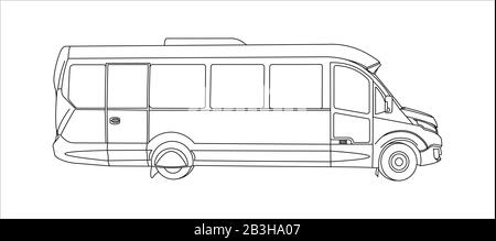 Bus Principal, Vue Latérale. Bus touristique. Bus touristique. Illustration vectorielle plate moderne sur fond blanc. Illustration de Vecteur