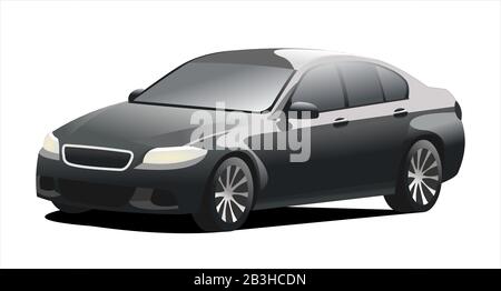 Voiture de tourisme, isolée sur fond blanc, trois quatrième vue. Illustration vectorielle plate moderne. Illustration de Vecteur