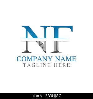 Modèle Vectoriel De Conception De Logo Nf Lettre Du Monogramme Initial. Logo Nf Lettre Illustration de Vecteur
