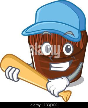 Sourit Drôle de bonbons au chocolat un motif mascotte avec base-ball Illustration de Vecteur