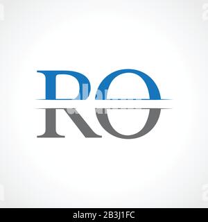 Modèle Vectoriel De Conception De Logo Ro Lettre Abstraite. Couleurs Créatives Bleues Et Grises Logo Ro Lettre Illustration de Vecteur