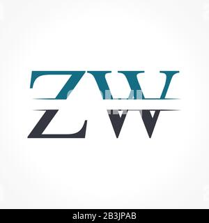 Modèle Vectoriel De Conception De Logo Zw Initial. Illustration Vectorielle Du Logo Business Zw Lettre Créative Illustration de Vecteur