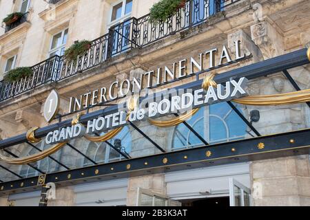 Bordeaux, Aquitaine / France - 22 mars 2019 : InterContinental Bordeaux l'hôtel de luxe le Grand Hôtel situé dans la magnifique région du Sud-Ouest Banque D'Images