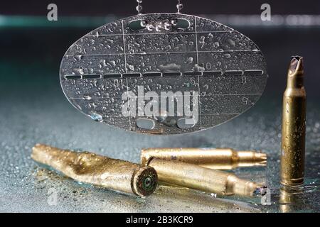 Munitions pour canons à jouets photographiés sur miroir en studio Banque D'Images