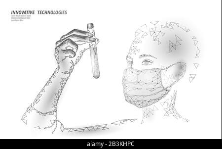 Les femmes médecins scientifiques tiennent un tube à essai. Vaccin de protection contre les virus du masque médical de sécurité. Développement d'un traitement contre la pneumonie à coronavirus pandémique. Santé Illustration de Vecteur