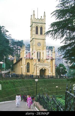 Route du centre commercial de l'église Ridge à shimla dans l'himachal pradesh Inde, Asie Banque D'Images