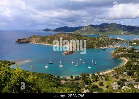 Galleon Beach, Freemans Bay, Nelsons Dockyard Et English Harbour, Falmouth Harbour, De Shirley Heights, Antigua, Antigua-Et-Barbuda, Leeward Islan Banque D'Images