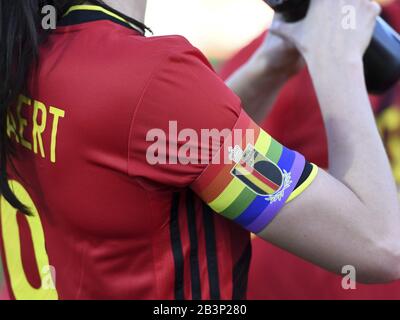 Belge Tessa Wullaert (9) photographiée pendant le match de football féminin entre les équipes nationales de Nouvelle-Zélande , connue sous le nom de Football Ferns et Belgique a appelé les Red Flames le premier jour de match de la coupe Algarve 2020 , un prestigieux tournoi de womensocer amical au Portugal David Catry / SPP Banque D'Images