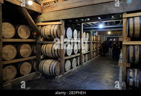 Fûts de whisky dans la caserne de Jack Daniel's Distillery.Lynchburg.Tennessee.USA Banque D'Images