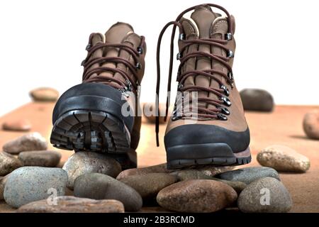 Paire de chaussures de marche dans le studio Banque D'Images