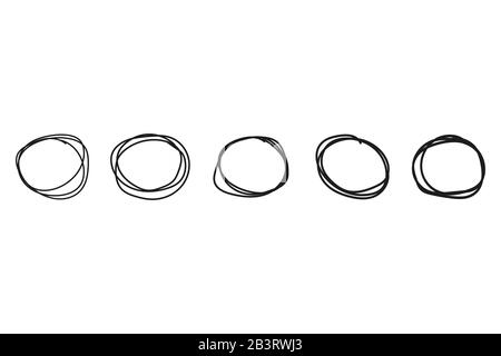 Jeu d'esquisses de ligne de cercle de tirage à la main. Illustration de Vecteur