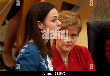 Kate Forbes, secrétaire du Cabinet chargé des finances, lors de la dernière étape du débat sur le budget écossais dans la salle de débat du Parlement écossais d'Édimbourg. Photo PA. Date De L'Image: Jeudi 5 Mars 2020. Voir l'histoire de PA SCOTLAND Budget. Crédit photo devrait lire: Andrew Milligan/PA Fil Banque D'Images