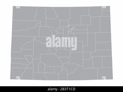 Carte des comtés du Colorado Illustration de Vecteur