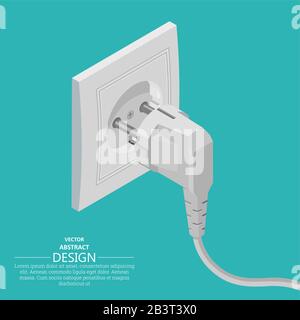 Prise électrique. Contact de dispositifs électriques. Une illustration vectorielle de style 3D. Projection isométrique. Éléments de conception. Illustration de Vecteur