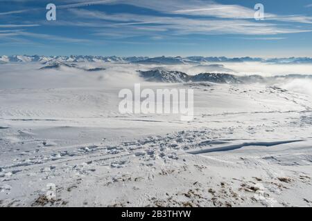 Fantastique circuit en raquettes sur la Hochgrat à Nagelfluhkette à Allgau, en Bavière Banque D'Images