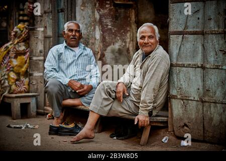 Portrait de deux Indiens, Bikaner, Rajasthan, Inde Banque D'Images