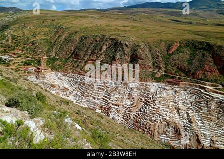 Salineras de Maras, Incredible Salt Mines dans le Canyon de la Vallée Sacrée des Incas, région de Cusco, Pérou Banque D'Images