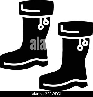 Bottes en caoutchouc icône noire, illustration du concept, symbole vectoriel plat, signe glyphe. Illustration de Vecteur