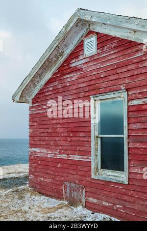 Structure au phare de Cape Race sur la péninsule Avalon, Terre-Neuve, Canada Banque D'Images