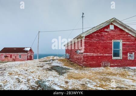 Structure au phare de Cape Race sur la péninsule Avalon, Terre-Neuve, Canada Banque D'Images