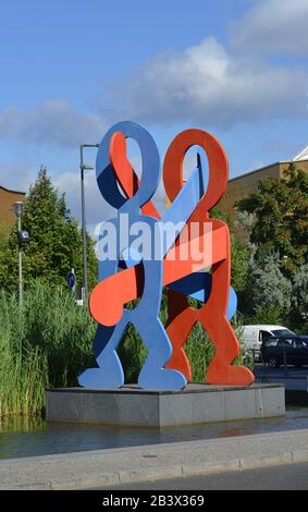 Keith Haring « The Boxers », Eichhornstrasse, Potsdamer Platz, Tiergarten, Berlin, Allemagne Banque D'Images