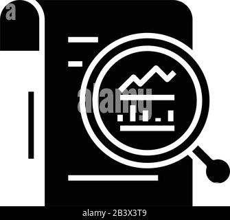 Icône noire du diagramme de reprise, illustration du concept, symbole vectoriel plat, signe glyphe. Illustration de Vecteur