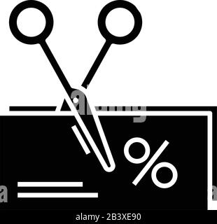 Icône noire de vente, illustration conceptuelle, symbole vectoriel plat, signe glyphe. Illustration de Vecteur