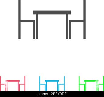 Table avec chaises icône plate. Pictogramme de couleur sur fond blanc. Symbole d'illustration vectorielle et icônes bonus Illustration de Vecteur