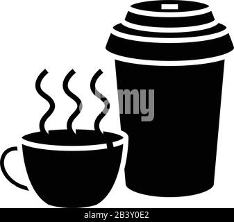 Icône Tea Outside black, illustration conceptuelle, symbole vectoriel plat, signe glyphe. Illustration de Vecteur