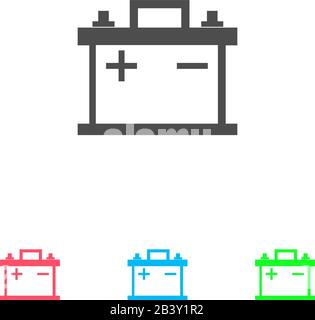 L'icône de la batterie de voiture est à plat. Pictogramme de couleur sur fond blanc. Symbole d'illustration vectorielle et icônes bonus Illustration de Vecteur