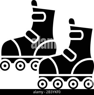 Icône noire de patinage à roulettes, illustration conceptuelle, symbole plat vectoriel, signe glyphe. Illustration de Vecteur