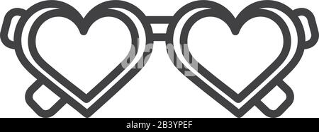 Coeurs verres ligne style icône design de l'amour passion romantique valentines jour mariage décoration et mariage thème illustration vectorielle Illustration de Vecteur