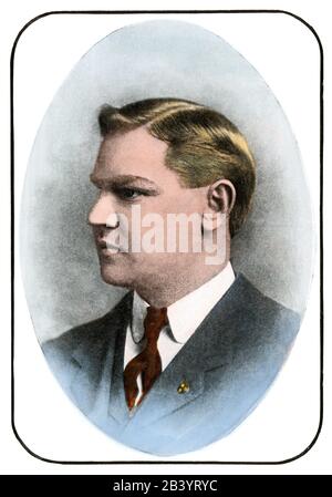 Big Bill Haywood, secrétaire de la Fédération occidentale des mineurs, 1906. Demi-teinte de couleur manuelle d'une photo Banque D'Images