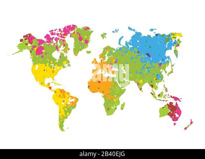 World map splatters abstrait art coloré, vecteur sur fond blanc vecteur Illustration de Vecteur
