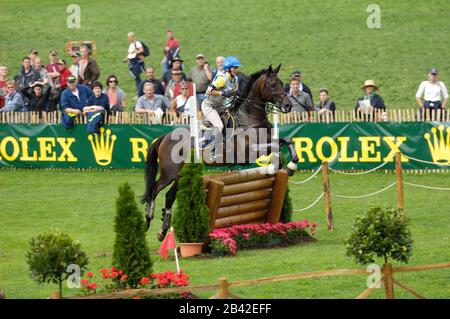 Linda Algotsson (SWE) riding My Fair Lady - Jeux équestres mondiaux, Aix-la-Chapelle, - 26 août 2006, dressage, Cross Country Banque D'Images