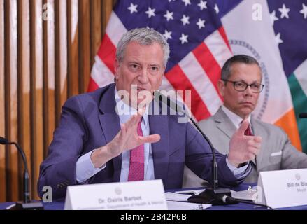 One police Plaza, New York, États-Unis, 05 mars 2020 - le maire Bill de Blasio ainsi que les représentants de la ville ont accès à des médias pour fournir une mise à jour sur la COVID-19 siège De la ville Un poste de police, Manhattan. Photo: Luiz Rampelotto/EuropaNewswire CRÉDIT PHOTO OBLIGATOIRE. Banque D'Images