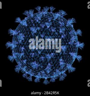 Coronavirus, groupe de virus qui causent des maladies chez les mammifères et les oiseaux. Chez l'homme, le virus cause des infections respiratoires. Banque D'Images