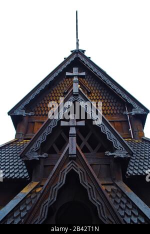 Église Gol Stave (norvégienne: Gol stavkyrkje), une église reconstruite est maintenant un musée situé dans le Musée norvégien d'histoire culturelle près d'Oslo. Banque D'Images