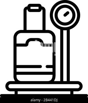 Icône de contrôle du poids du sac de voyage, style de contour Illustration de Vecteur