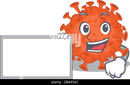 Coronavirus de microscopie électronique avec style de dessin de mascotte de dessin animé de tableau Illustration de Vecteur