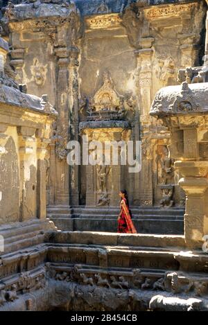 Temple de Kailash layne layni, grottes d'Ellora, Aurangabad, Maharashtra, Inde, Asie Banque D'Images