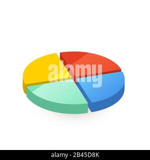 Diagramme circulaire coloré et lumineux divisé en quatre parties sur blanc Illustration de Vecteur