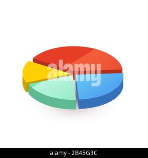 Diagramme circulaire coloré divisé en quatre parties sur blanc Illustration de Vecteur