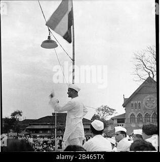 S. K. Patil meeting, Chowpatty, Girgaon, Bombay, Mumbai, Maharashtra, Inde, Asie, 1947, ancienne image du XXe siècle Banque D'Images