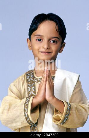 Enfant indien en costume déguisements fantaisie comme Bengali Babu du Bengale, Inde, MR#502 Banque D'Images