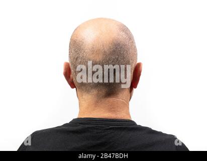 Un homme d'âge moyen s'est tourné du dos avec son tee-shirt Banque D'Images