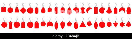 Jeu de balises. Étiquettes de prix du papier rouge isolées. Jeu de badges ou d'étiquettes vierges. Illustration vectorielle. Illustration de Vecteur