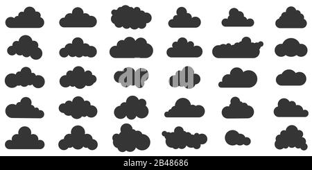 Ensemble d'icônes Cloud en conception plate. Différentes formes de nuages. Illustration vectorielle Illustration de Vecteur