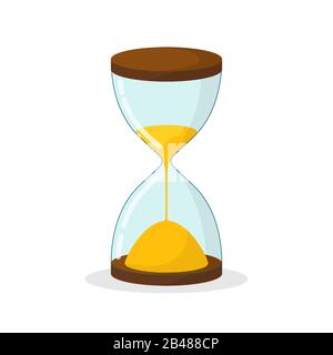 Icône de vecteur de verre de sable. Icône représentant un sablier mignon dans un style plat. Icône heure ou horloge isolée. Illustration vectorielle. Illustration de Vecteur